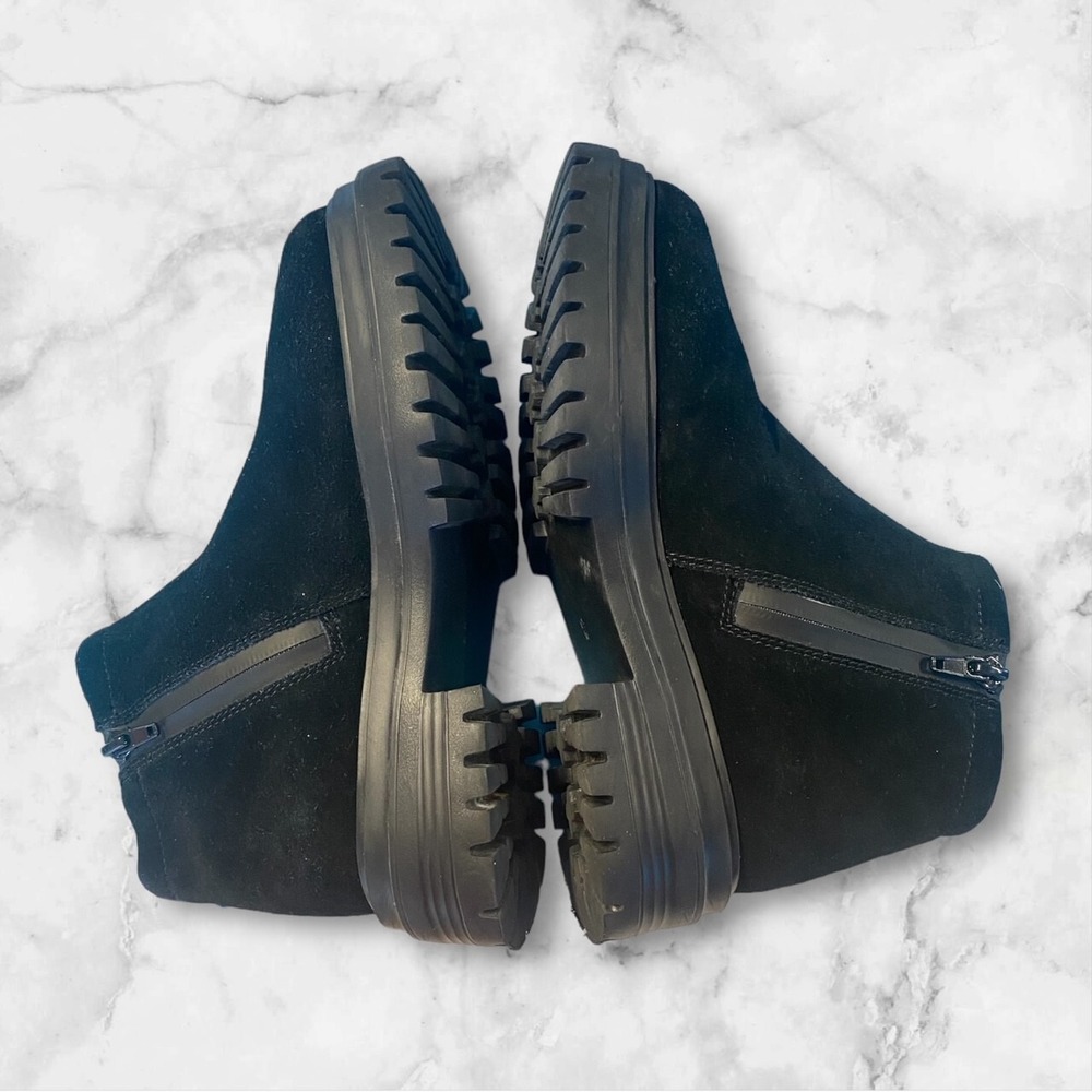 NEW VANELI Zilla Boots Black Suede Waterproof Side Zip Chunky Women's Size 6.5 - Picture 2 of 7